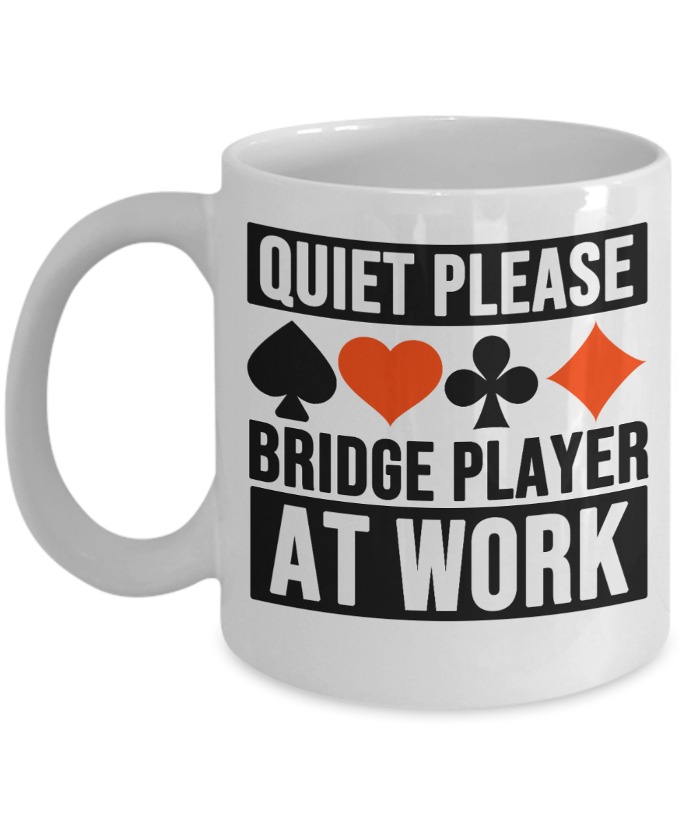 Bridge Game Gifts Coffee Mug Quiet Please Birthday Christmas Gift Idea For Men Women 11 oz or 15 oz