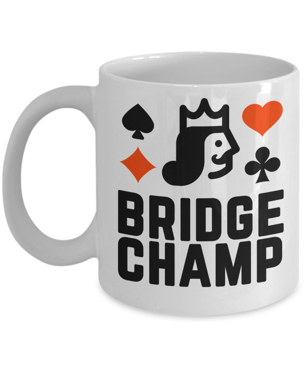 Bridge Game Gifts Coffee Mug Bridge Champ Birthday Christmas Gift Idea For Men Women 11 oz or 15 oz