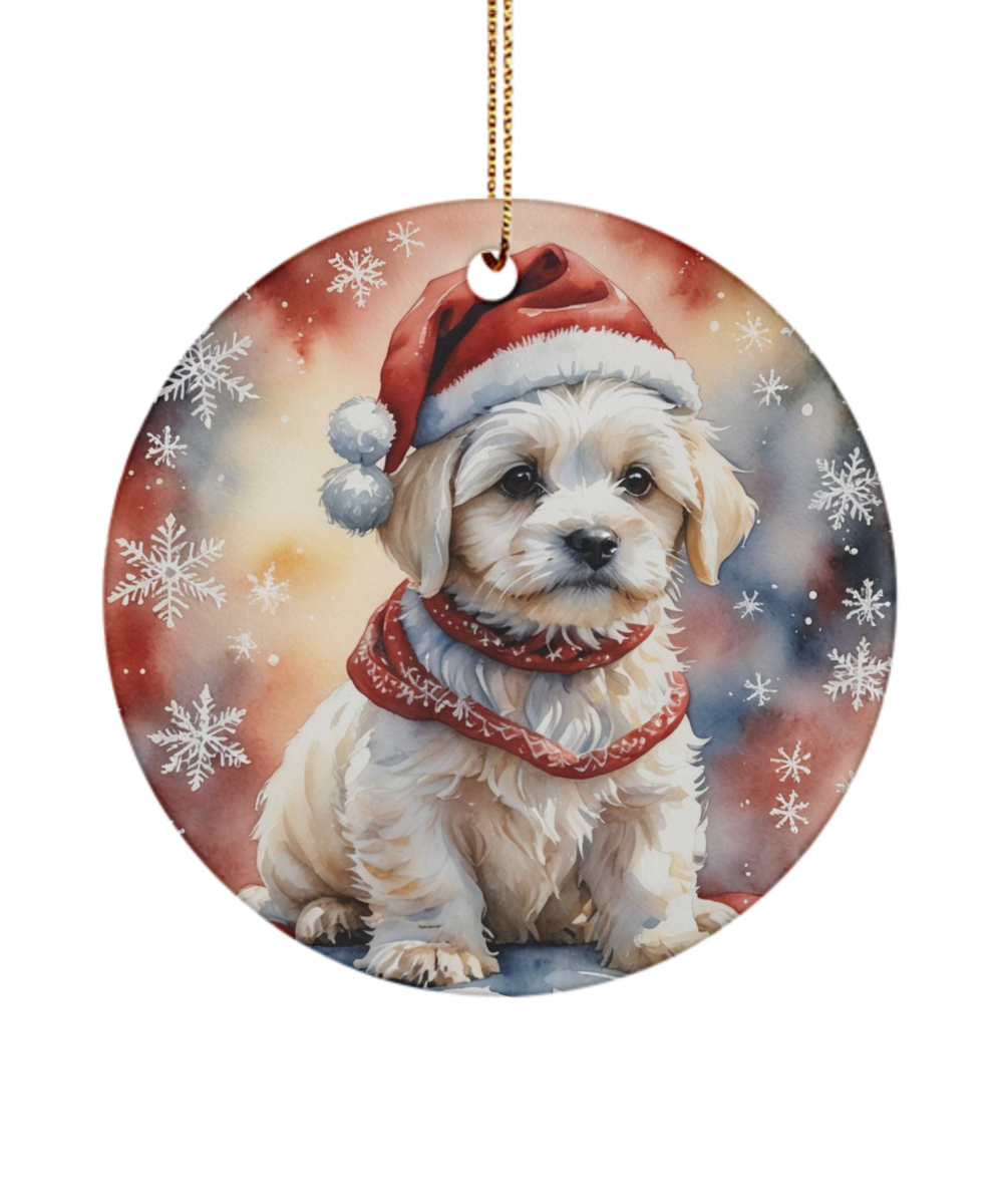 Maltese Christmas Hat Ornament