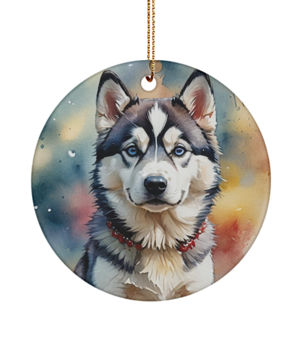 Siberian Husky Christmas Ornament