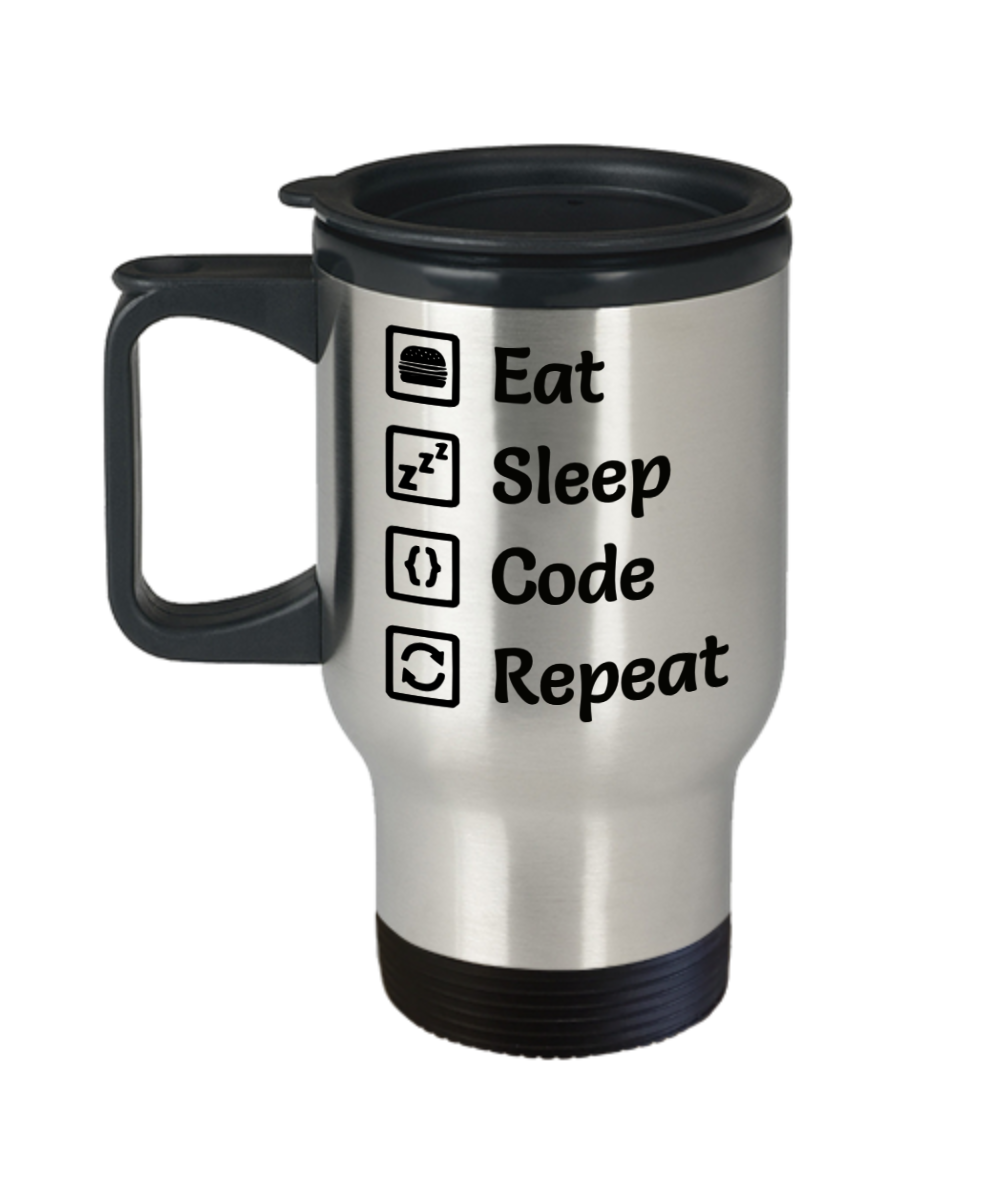 Programming Gifts Eat Sleep Code Repeat Birthday Christmas Gift Idea For Men Women Travel Mug