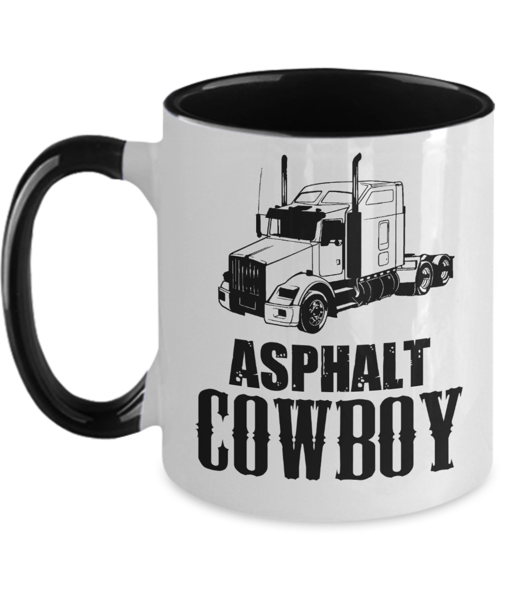 Trucker Gifts Asphalt Cowboy Birthday Christmas Gift Idea For Men Women Two Tone Coffee Mug 11oz