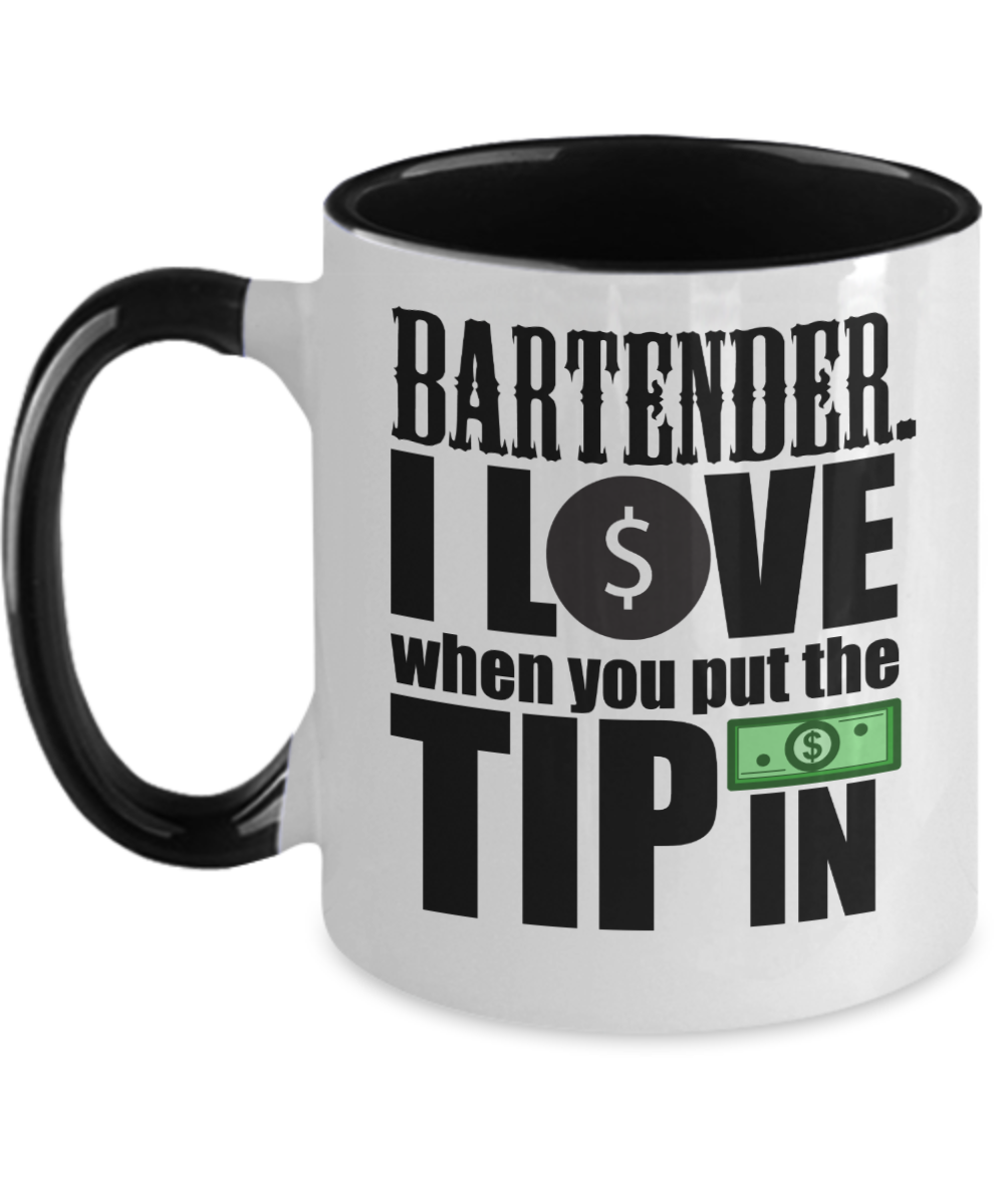 Bartender Gifts Bartender I Love Birthday Christmas Gift Idea For Men Women Two Tone Coffee Mug 11oz