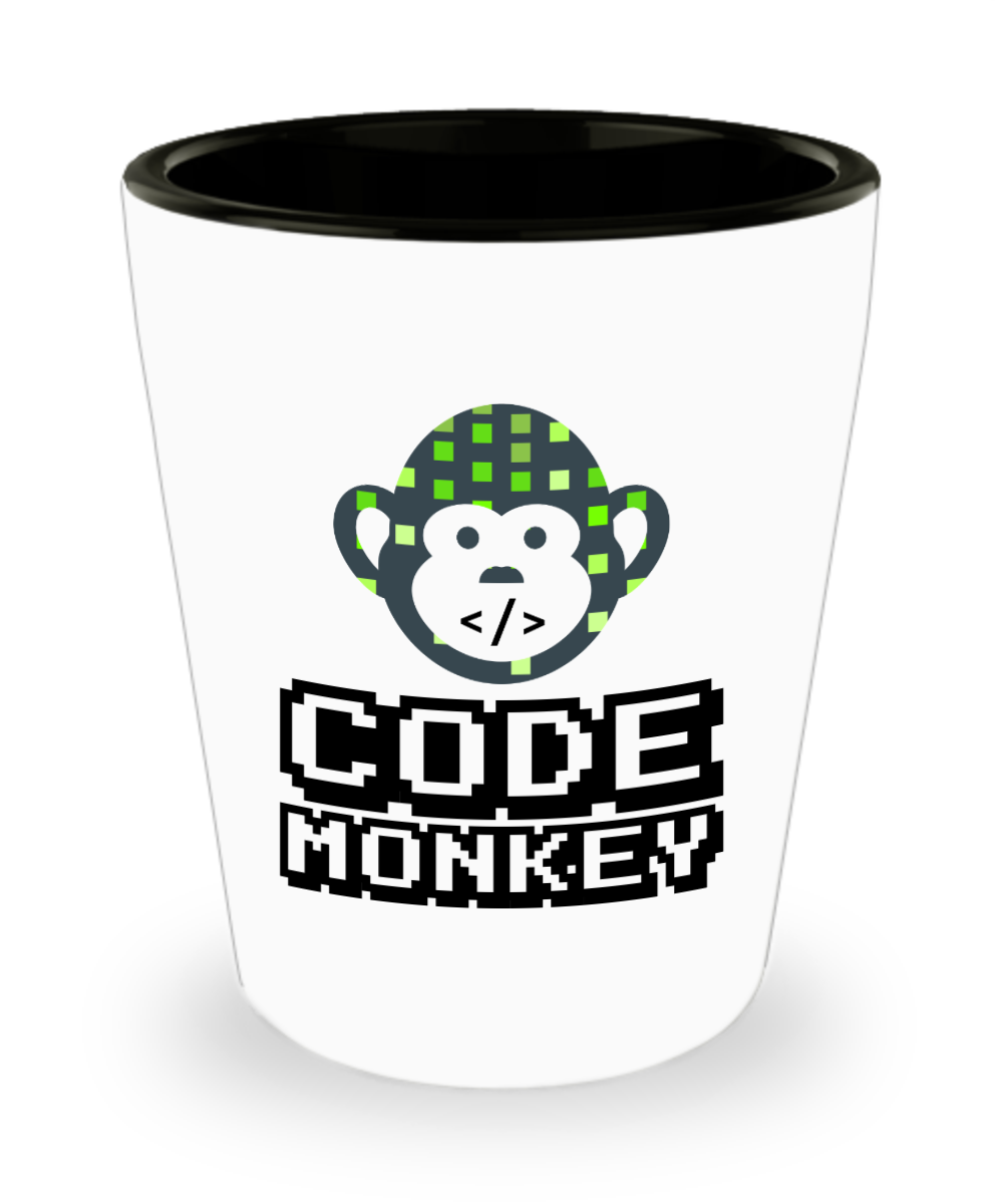 Computer Programming Gifts Code Monkey Birthday Christmas Gift Idea For Men Women Shot Glass