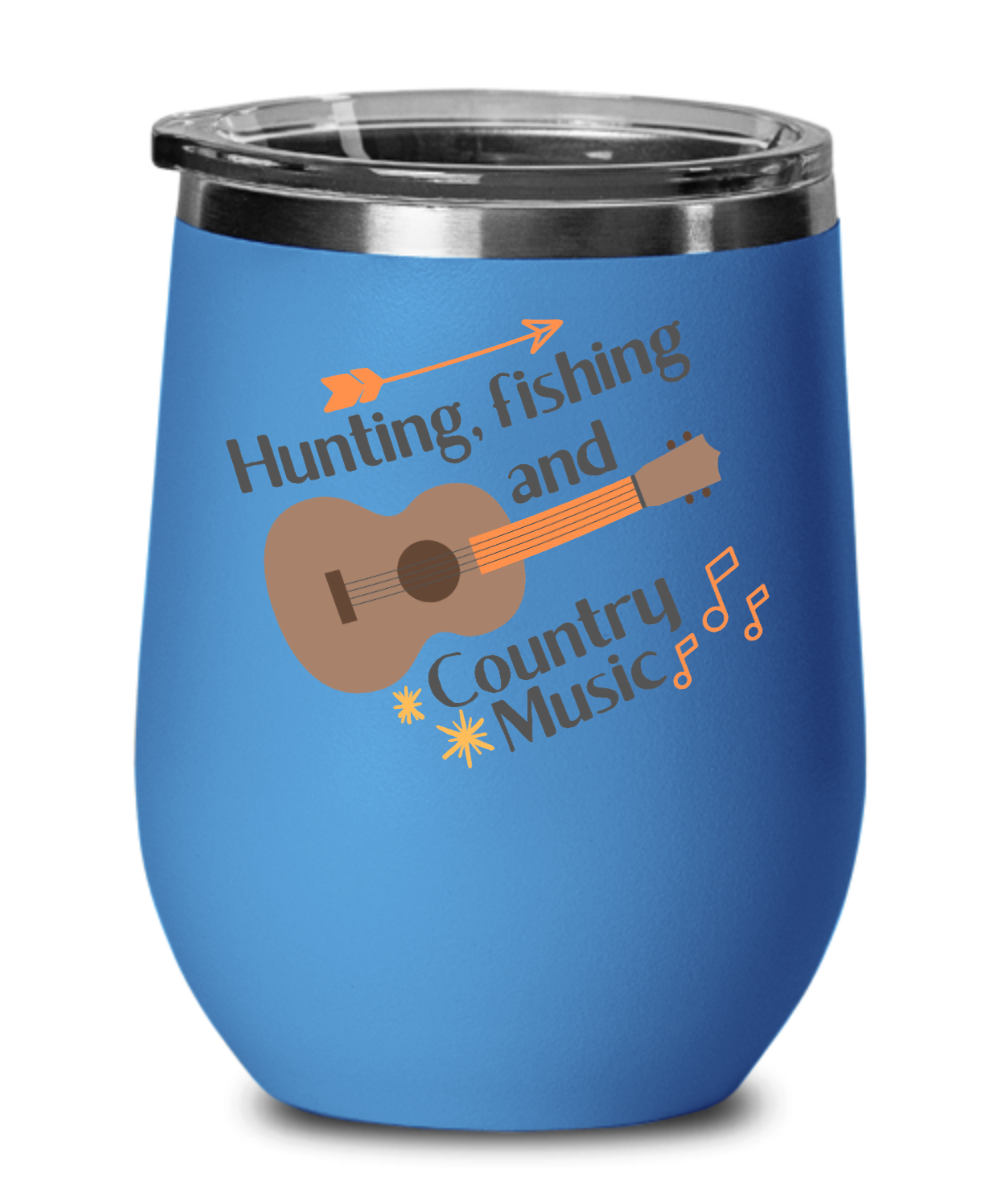 Hunting Gifts Hunting Fishing And Country Music Birthday Christmas Gift Idea For Men Women Wine Glass