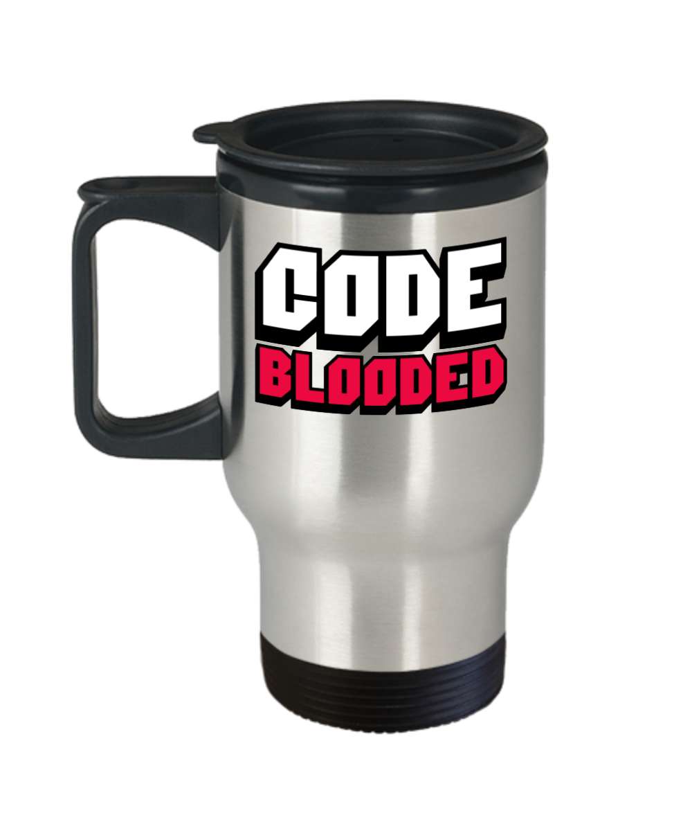 Computer Programming Gifts Code Blooded Birthday Christmas Gift Idea For Men Women Travel Mug