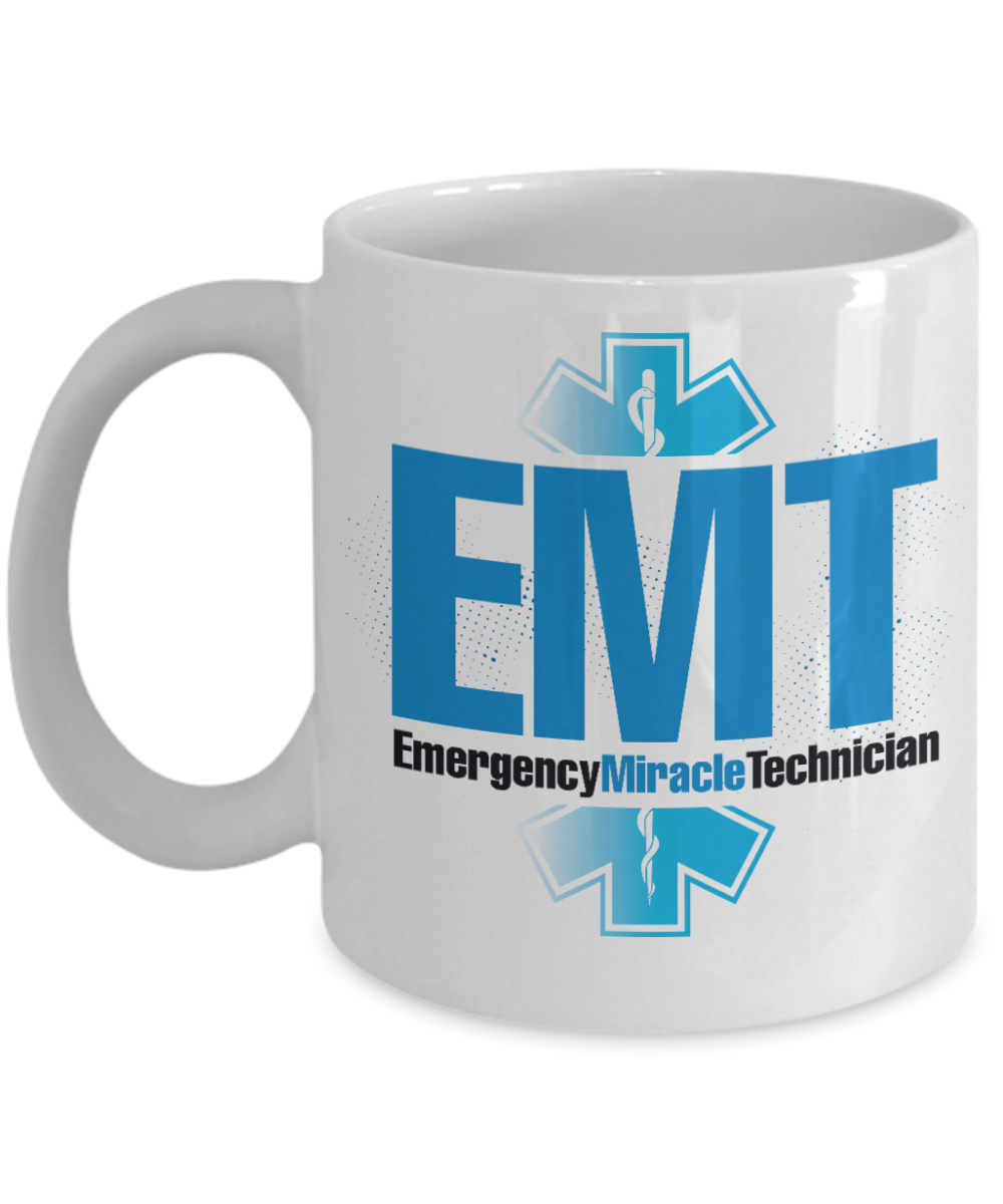 Emt Gifts Coffee Mug Emergency Miracle Technician Birthday Christmas Gift Idea For 11 oz or 15 oz White