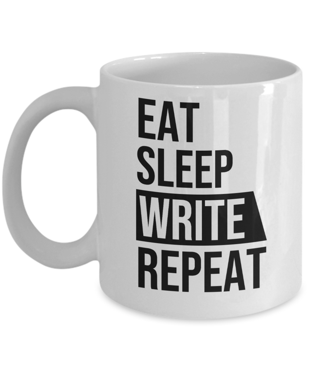 Journalist Gifts Coffee Mug Eat Sleep Write Repeat Birthday Christmas Gift Idea For Men Women 11 oz or 15 oz