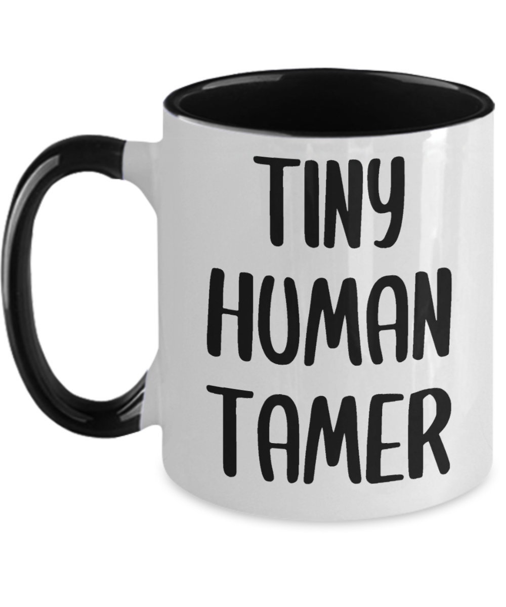 Teacher Gifts Tiny Human Tamer Birthday Christmas Gift Idea Two Tone Coffee Mug 11oz