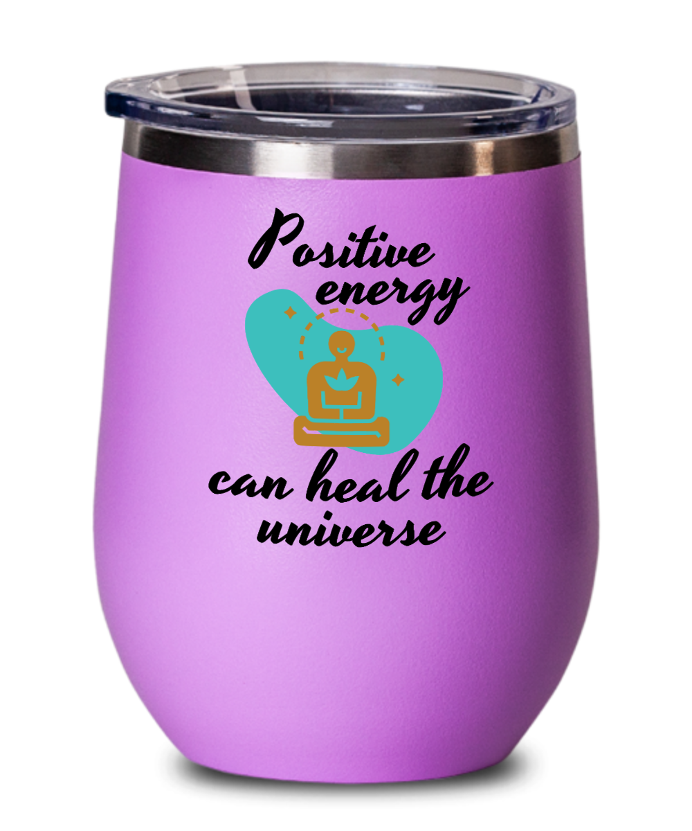 Yoga Gifts Positive Energy Birthday Christmas Gift Idea For Men Women Wine Glass