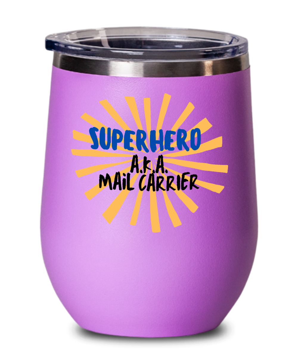 Postal Worker Gifts Superhero Aka Mail Carrier Birthday Christmas Gift Idea Wine Glass