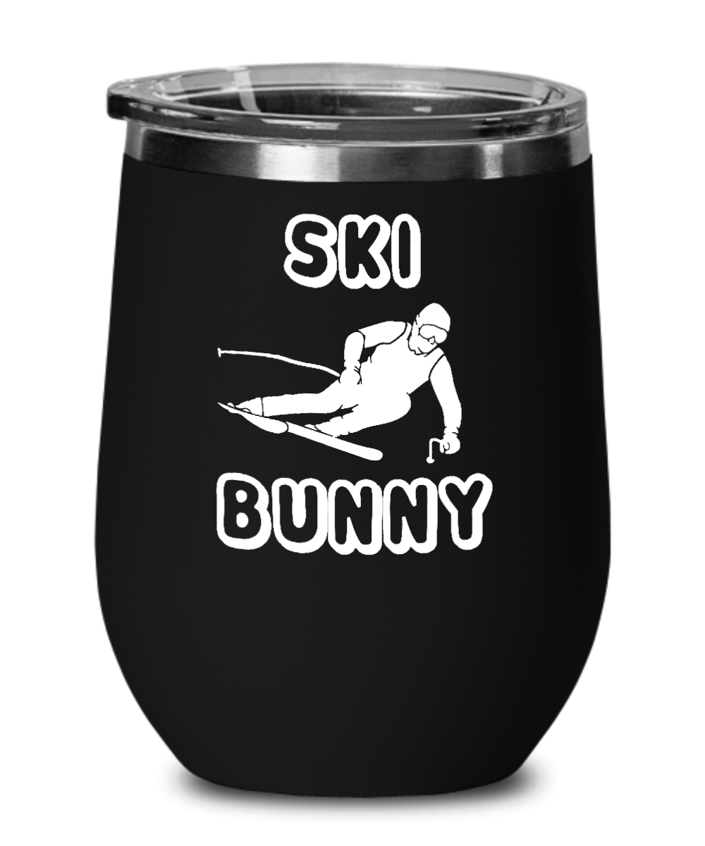 Skiing Gifts Ski Bunny Birthday Christmas Gift Idea For Men Women Wine Glass