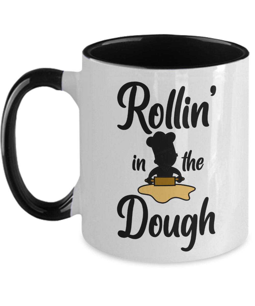 Baking Gifts Rollin In The Dough Birthday Christmas Gift Idea For Men Women Two Tone Coffee Mug 11oz