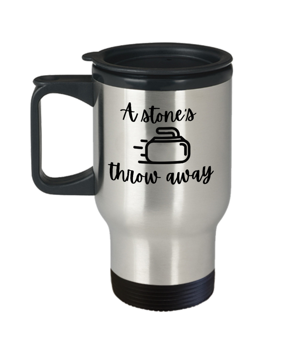 Curling Sport Gifts A Stones Throw Away Birthday Christmas Gift Idea Travel Mug