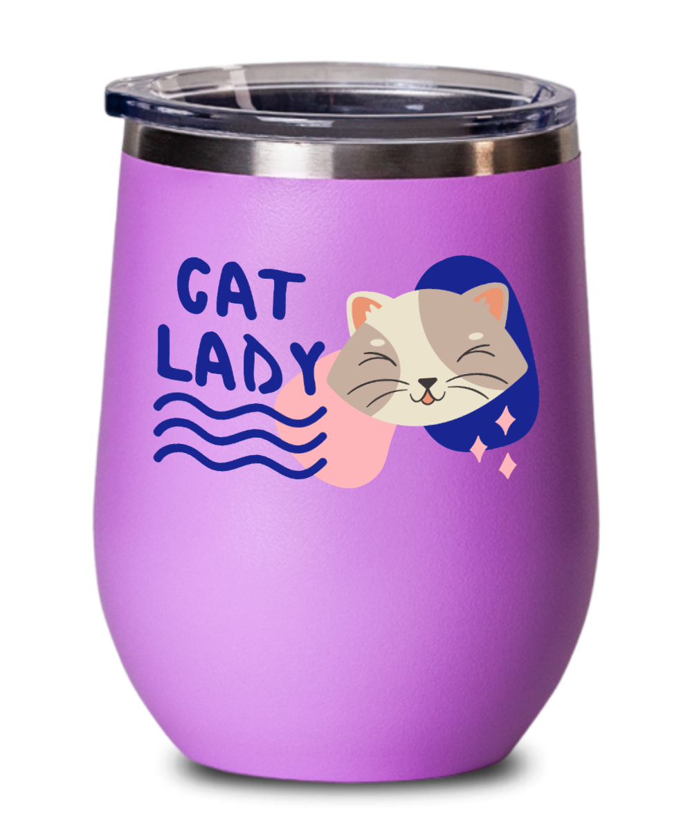 Cat Lovers Gifts Cat Lady Birthday Christmas Gift Idea For Women Wine Glass