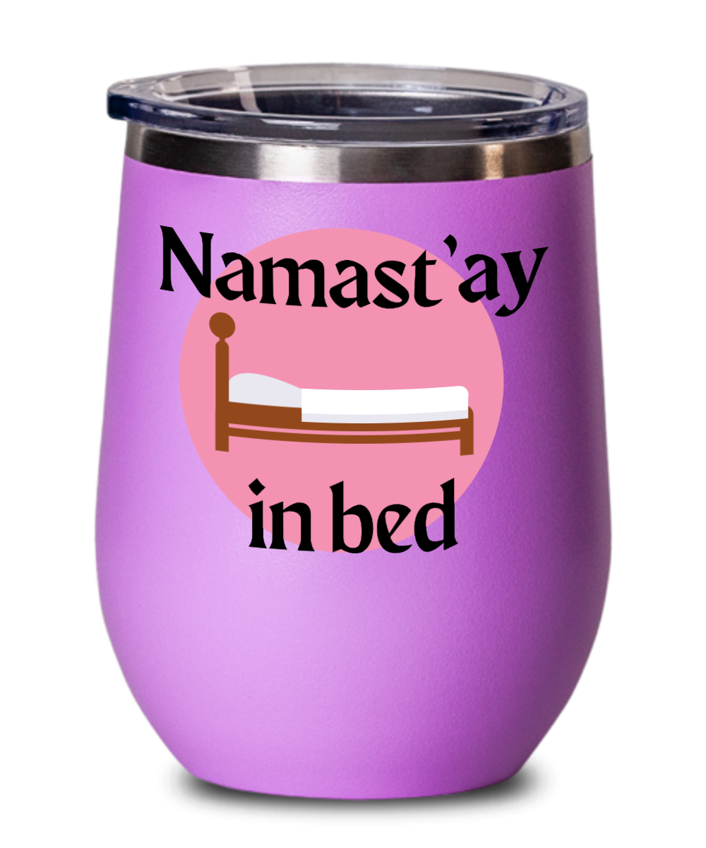 Yoga Gifts Namastay In Bed Birthday Christmas Gift Idea For Men Women Wine Glass