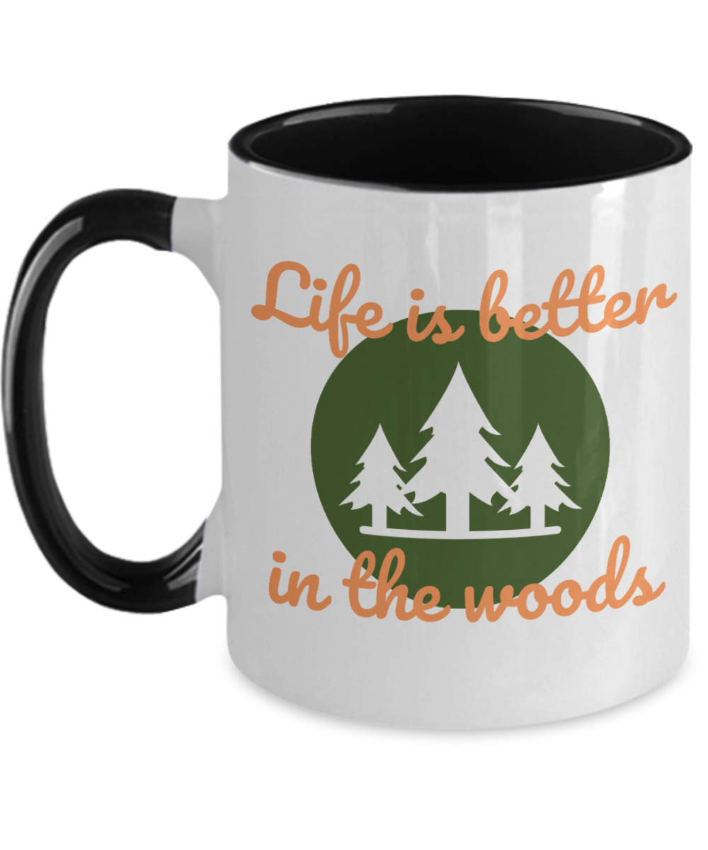 Hunting Gifts Life Is Better In The Woods Birthday Christmas Gift Idea Two Tone Red Coffee Mug 11oz