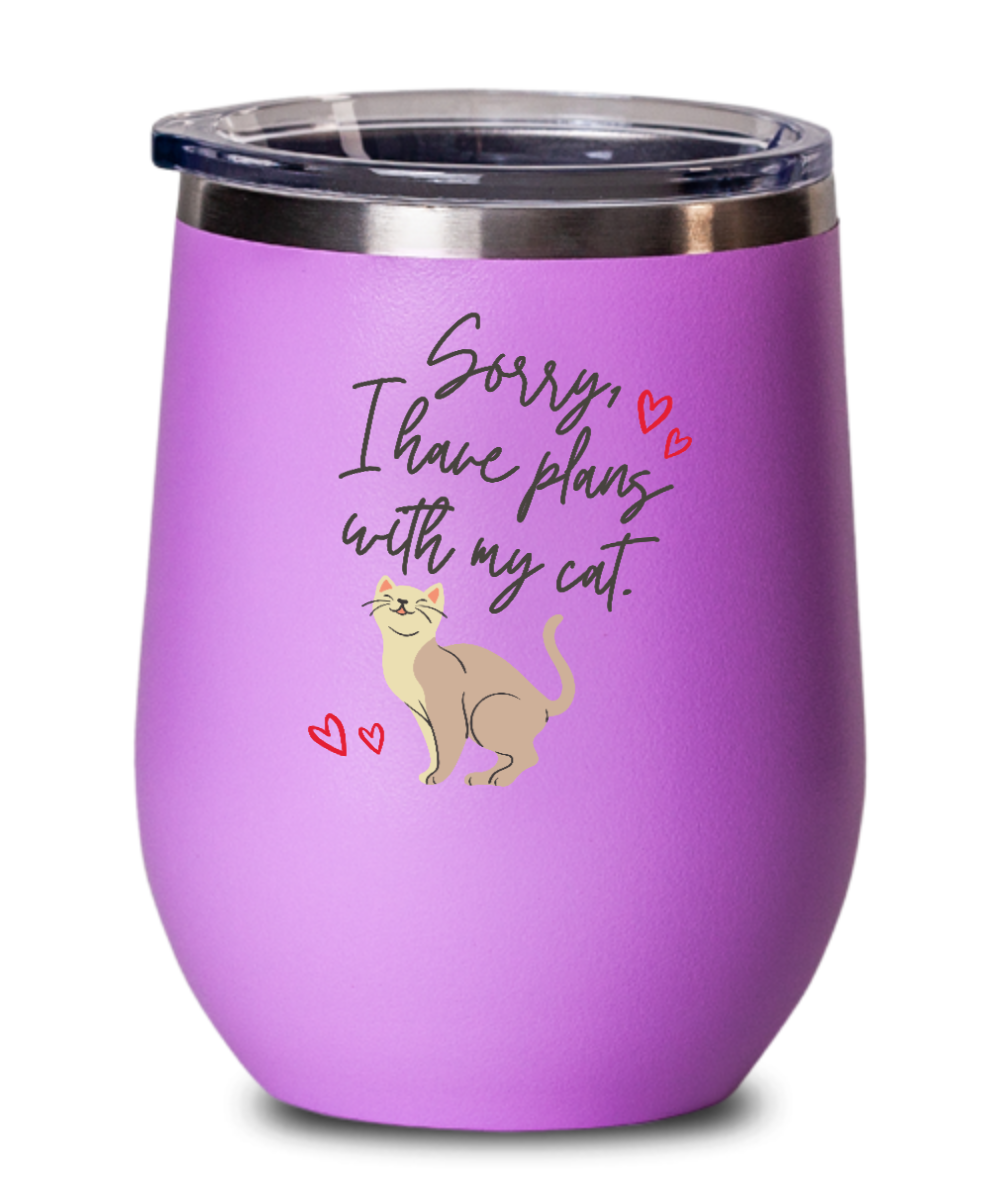 Cat Lovers Gifts I Have Plans With My Cat Birthday Christmas Gift Idea For Men Women Wine Glass