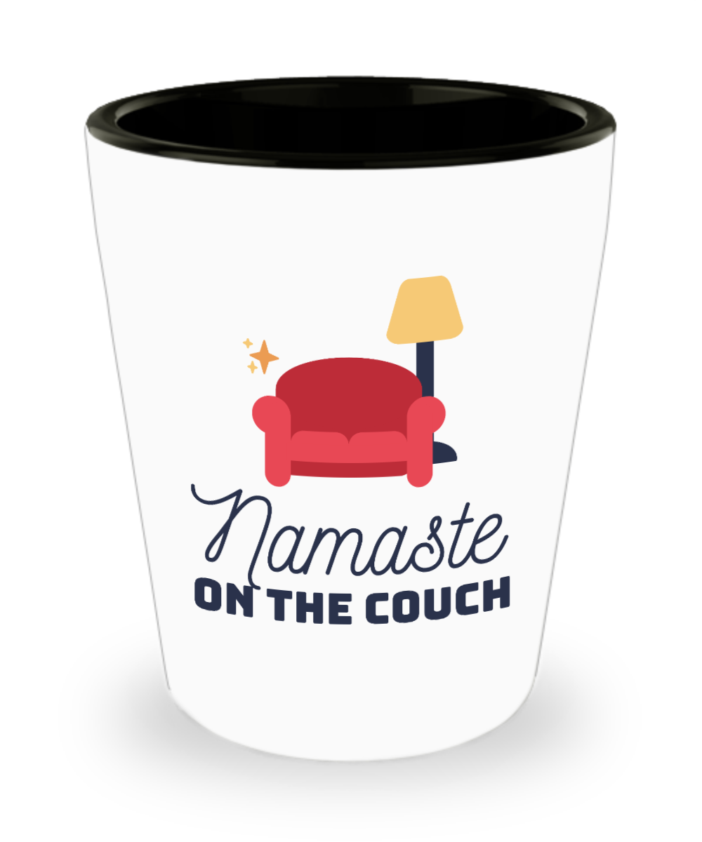 Yoga Gifts Namaste On The Couch Birthday Christmas Gift Idea For Men Women Shot Glass