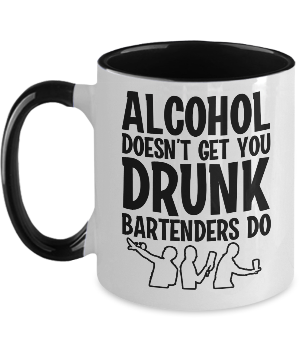 Bartender Gifts Alcohol Doesnt Get You Drunk Birthday Christmas Gift Idea For Men Women Two Tone Coffee Mug 11oz