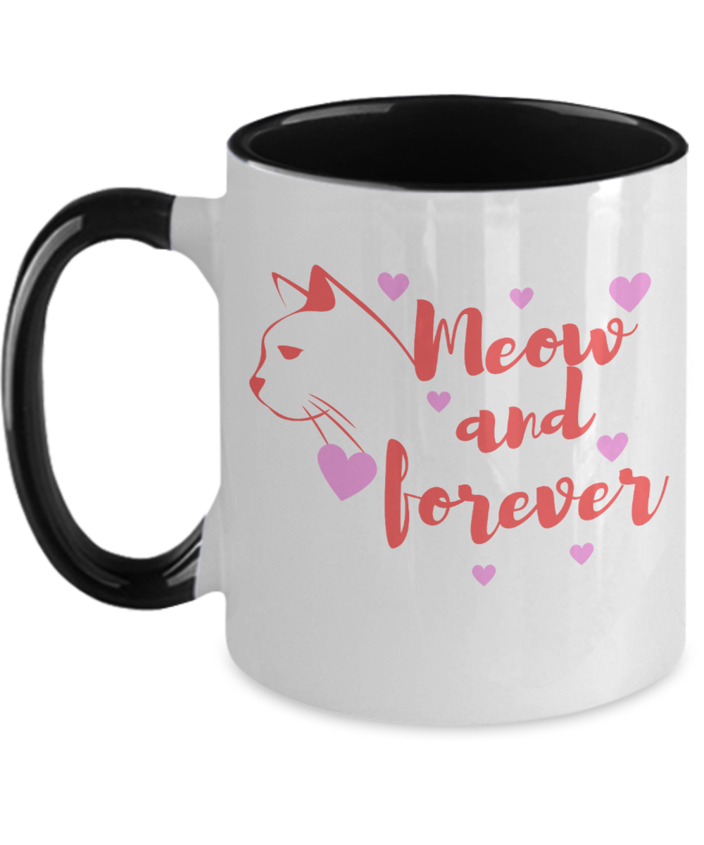 Cat Lovers Gifts Meow And Forever Birthday Christmas Gift Idea Two Tone Coffee Mug 11oz