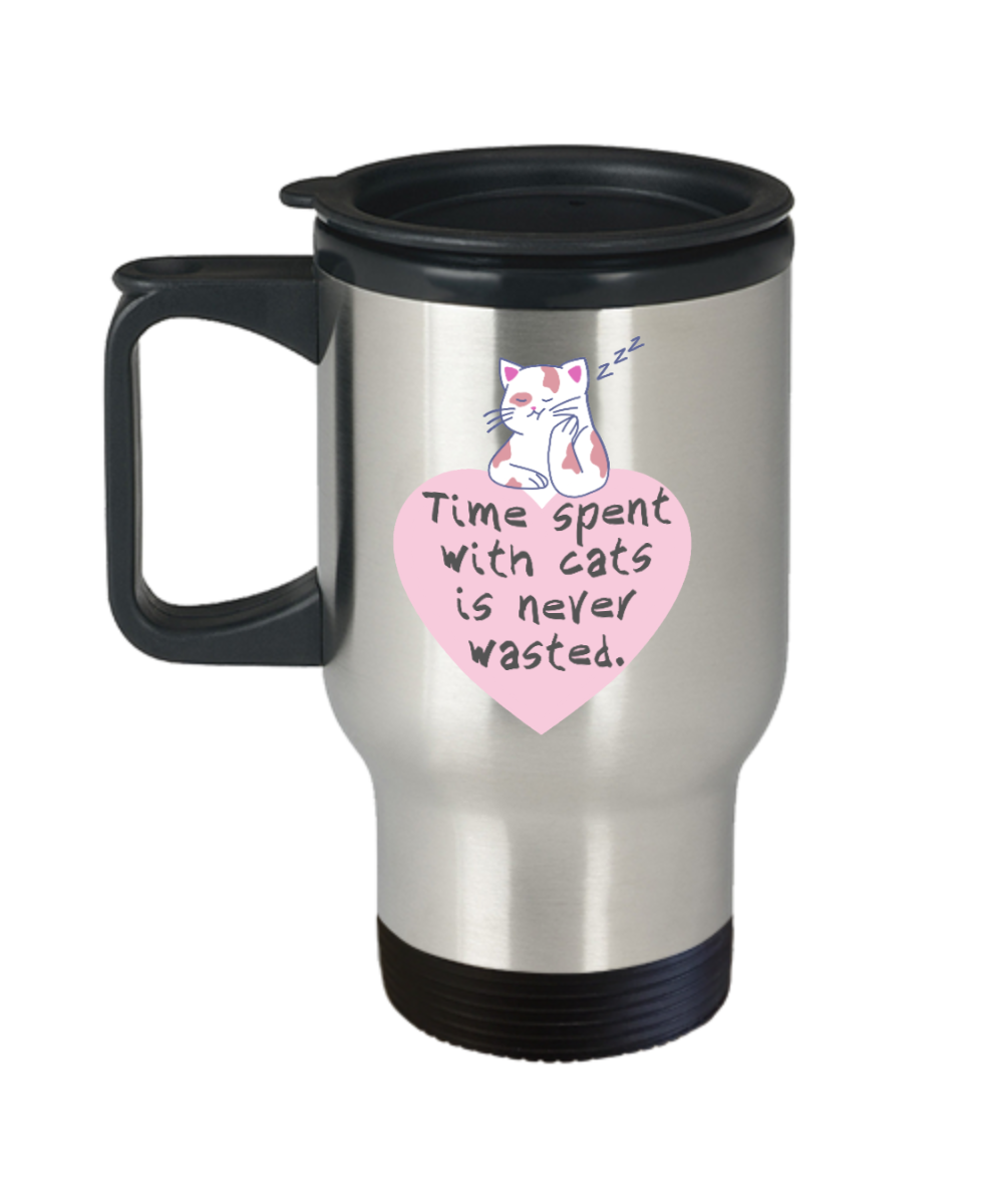 Cat Lovers Gifts Time Spent With Cats Birthday Christmas Gift Idea For Men Women Travel Mug