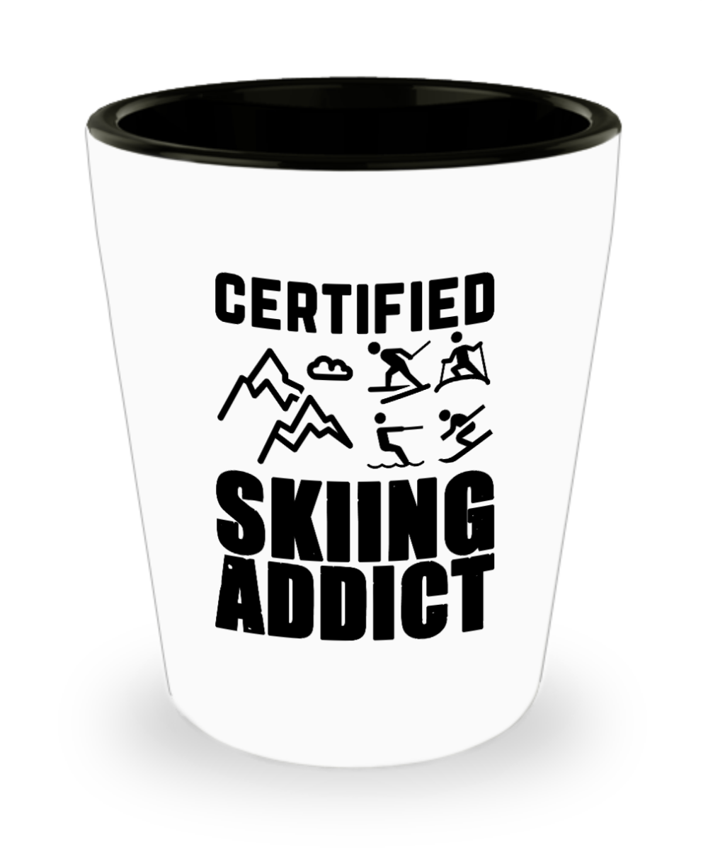 Skiing Gifts Certified Skiing Addict Birthday Christmas Gift Idea For Men Women Shot Glass