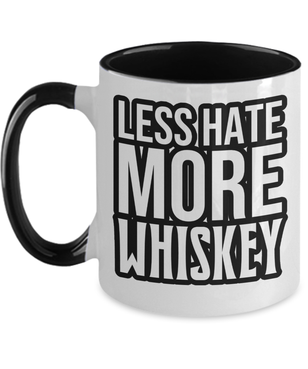 Bartender Gifts Less Hate More Whiskey Birthday Christmas Gift Idea For Men Women Two Tone Coffee Mug 11oz