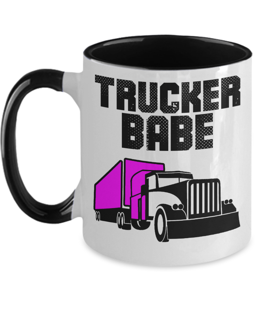 Trucker Gifts Trucker Babe Birthday Christmas Gift Idea For Men Women Two Tone Coffee Mug 11oz