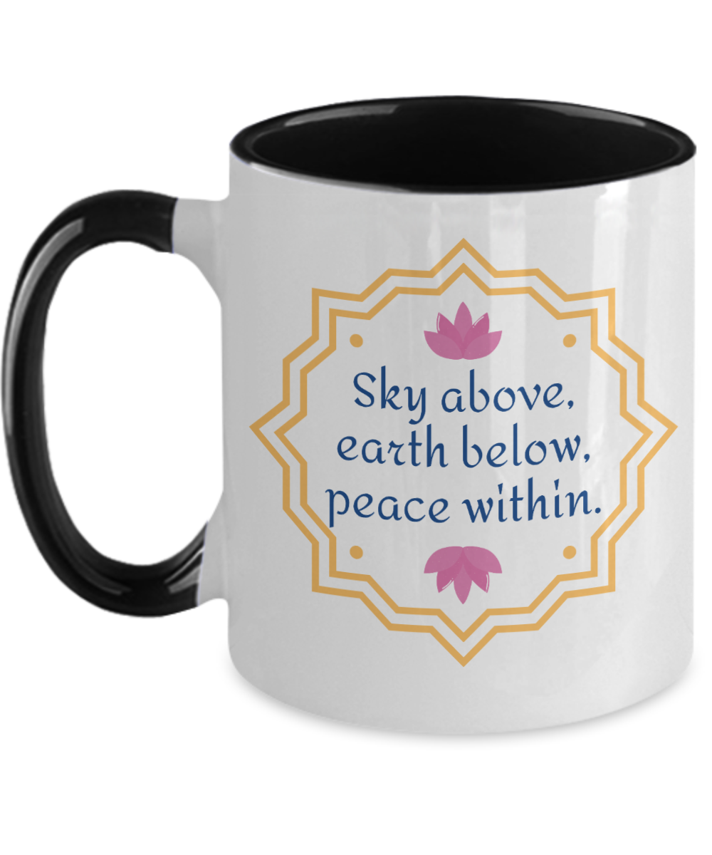 Yoga Gifts Sky Above Earth Below Birthday Christmas Gift Idea Two Tone Coffee Mug 11oz