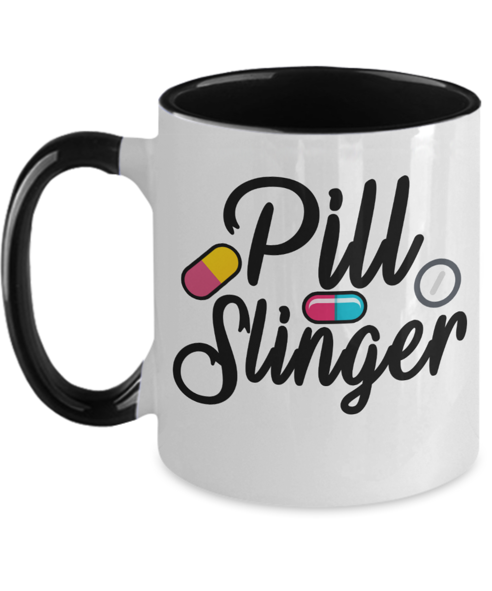 Pharmacist Gifts Pill Slinger Birthday Christmas Gift Idea For Men Women Two Tone Coffee Mug 11oz