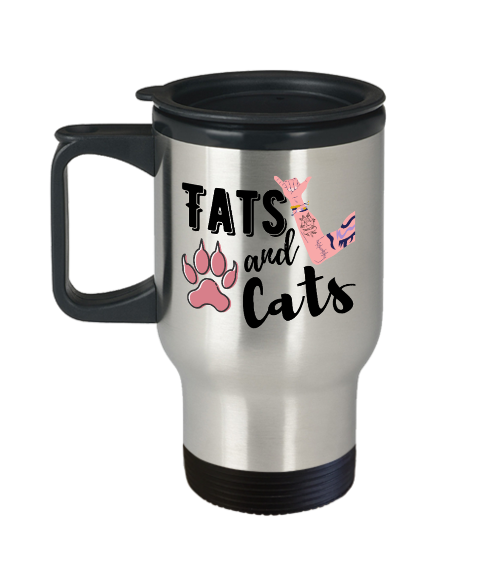 Cat Lovers Gifts Tats And Cats Birthday Christmas Gift Idea For Men Women Travel Mug