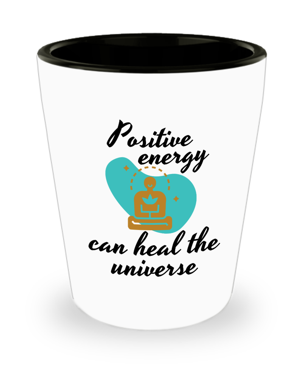 Yoga Gifts Positive Energy Birthday Christmas Gift Idea For Men Women Shot Glass