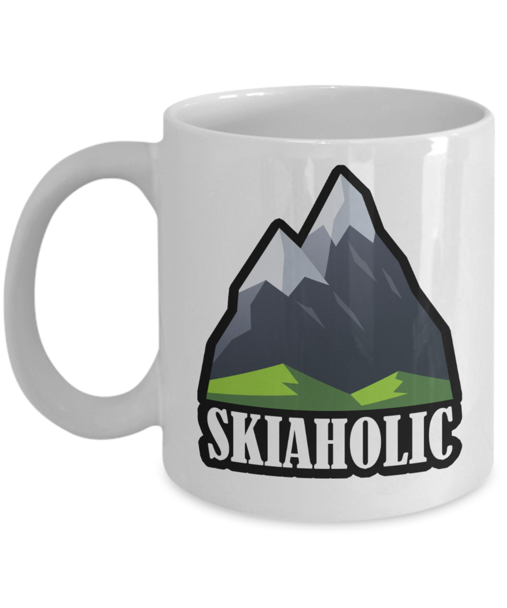 Skiing Gifts Coffee Mug Skiaholic Birthday Christmas Gift Idea For Men Women 11 oz or 15 oz