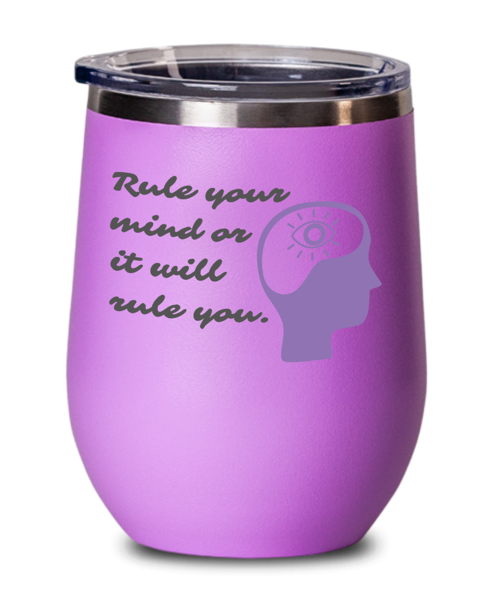 Yoga Gifts Rule Your Mind Birthday Christmas Gift Idea For Men Women Wine Glass