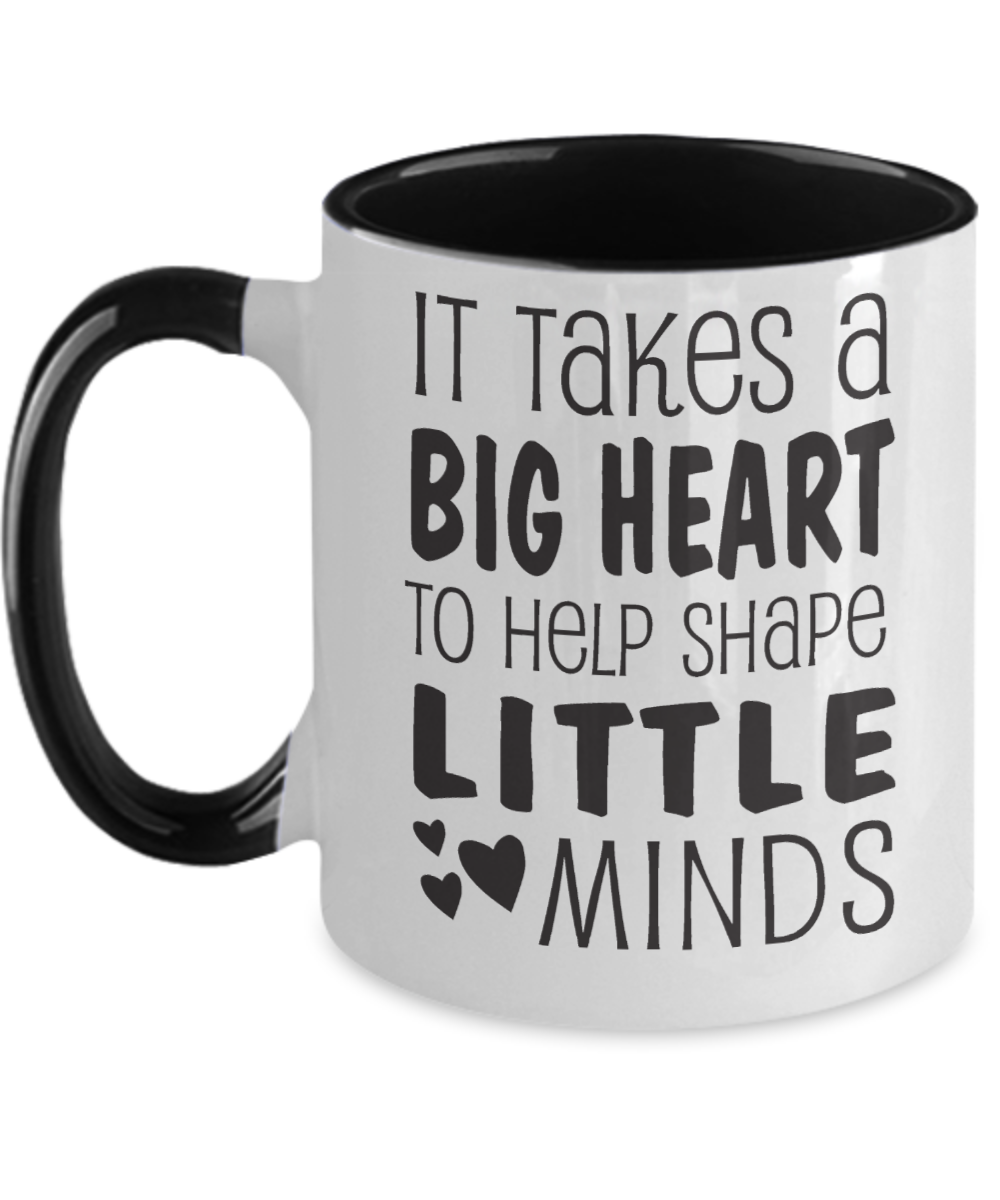 Teacher Gifts It Takes A Big Heart Birthday Christmas Gift Idea Two Tone Coffee Mug 11oz