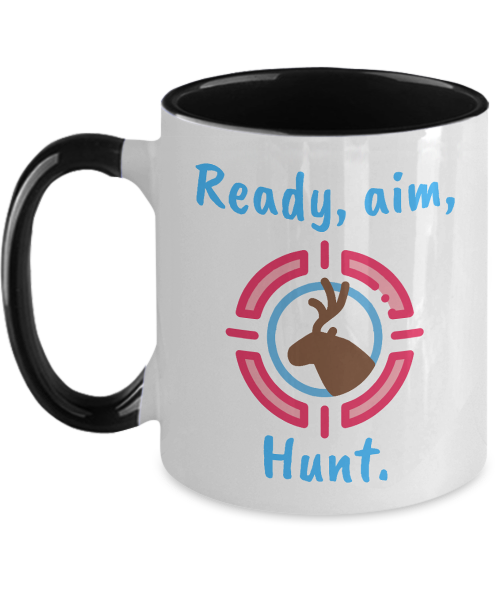 Hunting Gifts Ready Aim Hunt Birthday Christmas Gift Idea Two Tone Red Coffee Mug 11oz