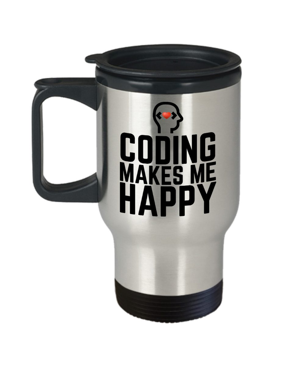 Computer Programming Gifts Coding Makes Me Happy Birthday Christmas Gift Idea For Men Women Travel Mug