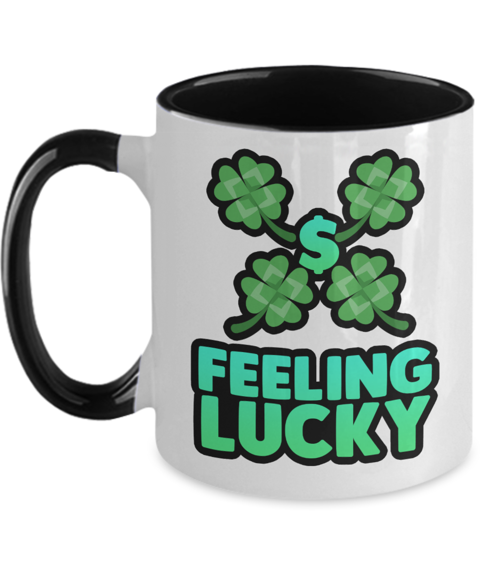 Poker Gifts Feeling Lucky Birthday Christmas Gift Idea For Men Women Two Tone Coffee Mug 11oz