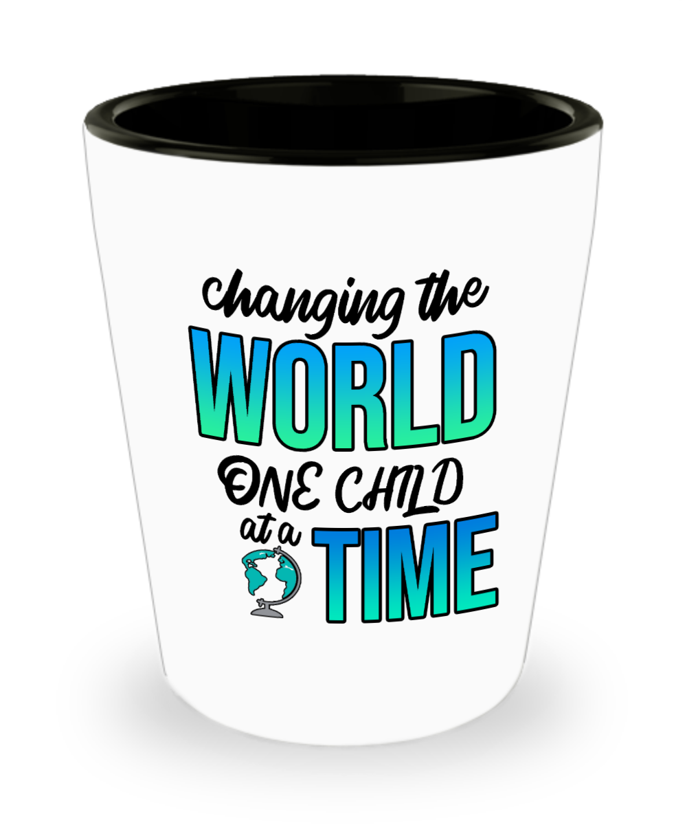 Teacher Gifts Changing The World Birthday Christmas Gift Idea For Men Women Shot Glass