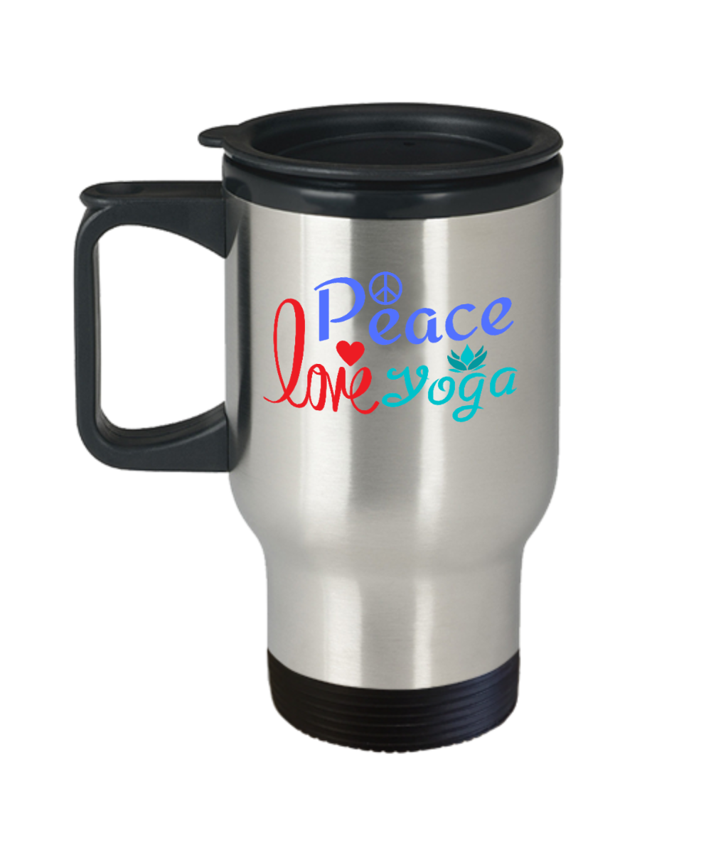 Yoga Gifts Peace Love Yoga Birthday Christmas Gift Idea For Men Women Travel Mug