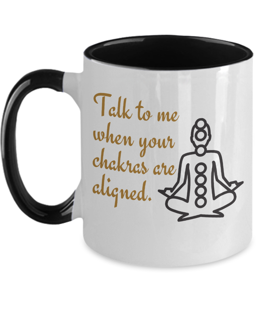 Yoga Gifts Talk To Me Birthday Christmas Gift Idea Two Tone Coffee Mug 11oz