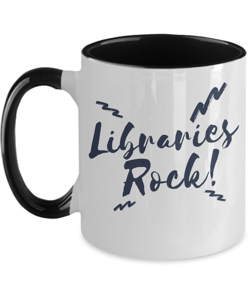 Librarian Gifts Libraries Rock Birthday Christmas Gift Idea For Men Women Two Tone Coffee Mug 11oz