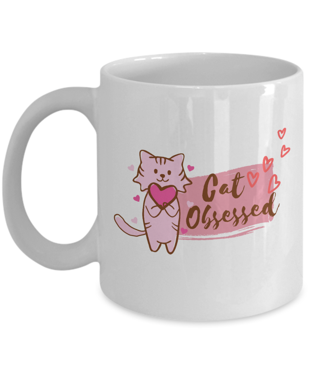 Cat Lovers Gifts Coffee Mug Get Obsessed Birthday Christmas Gift Idea For Women 11 oz or 15 oz