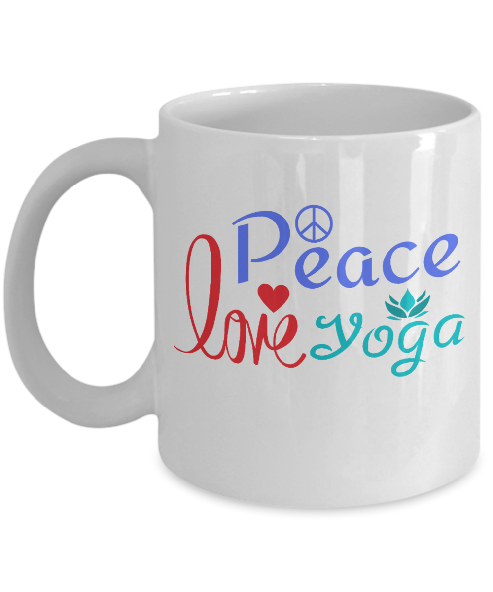 Yoga Gifts Coffee Mug Peace Love Yoga Birthday Christmas Gift Idea For Women 11 oz or 15 oz