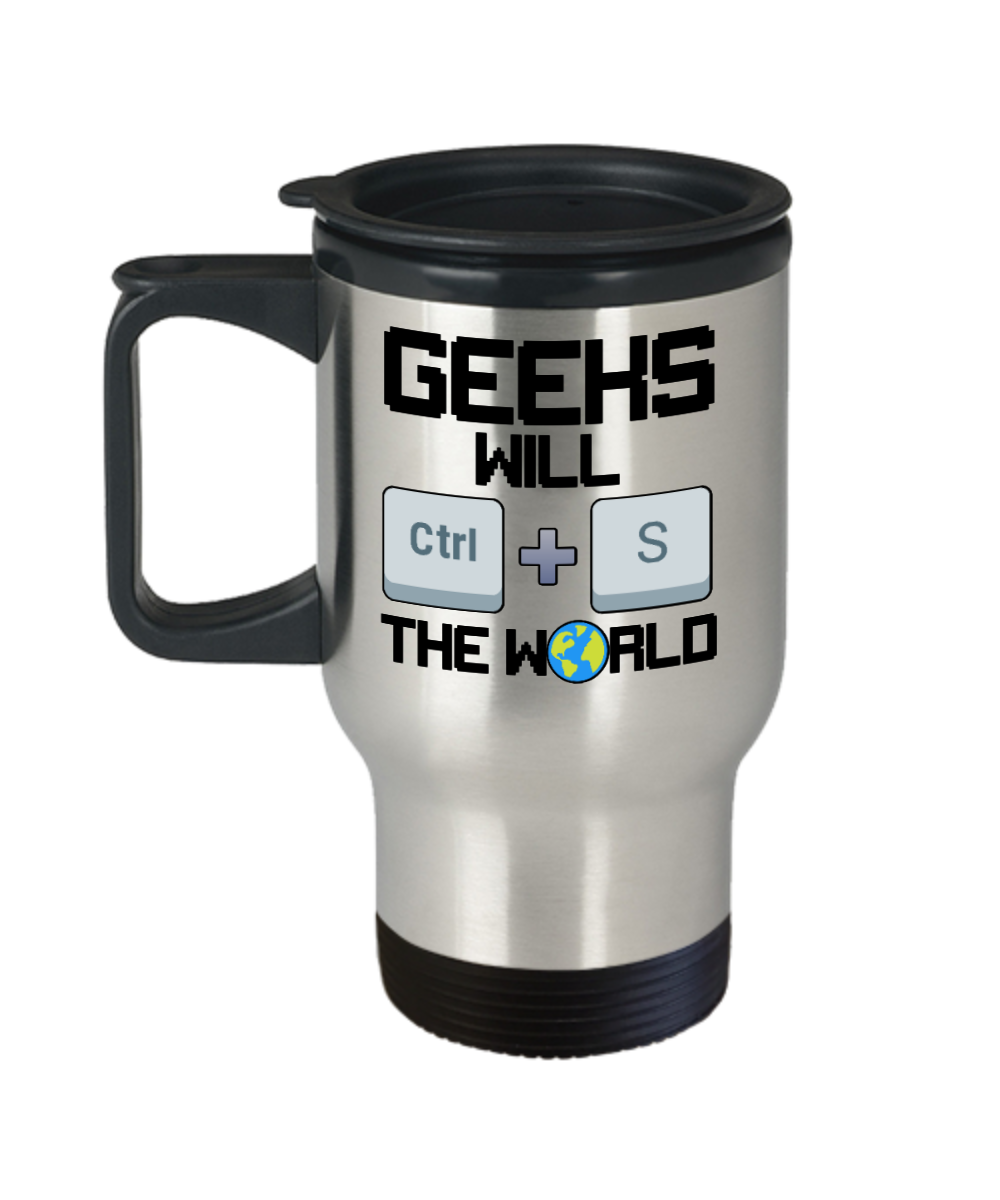 Computer Programming Gifts Geeks Will Ctrl + S The World Birthday Christmas Gift Idea For Men Women Travel Mug