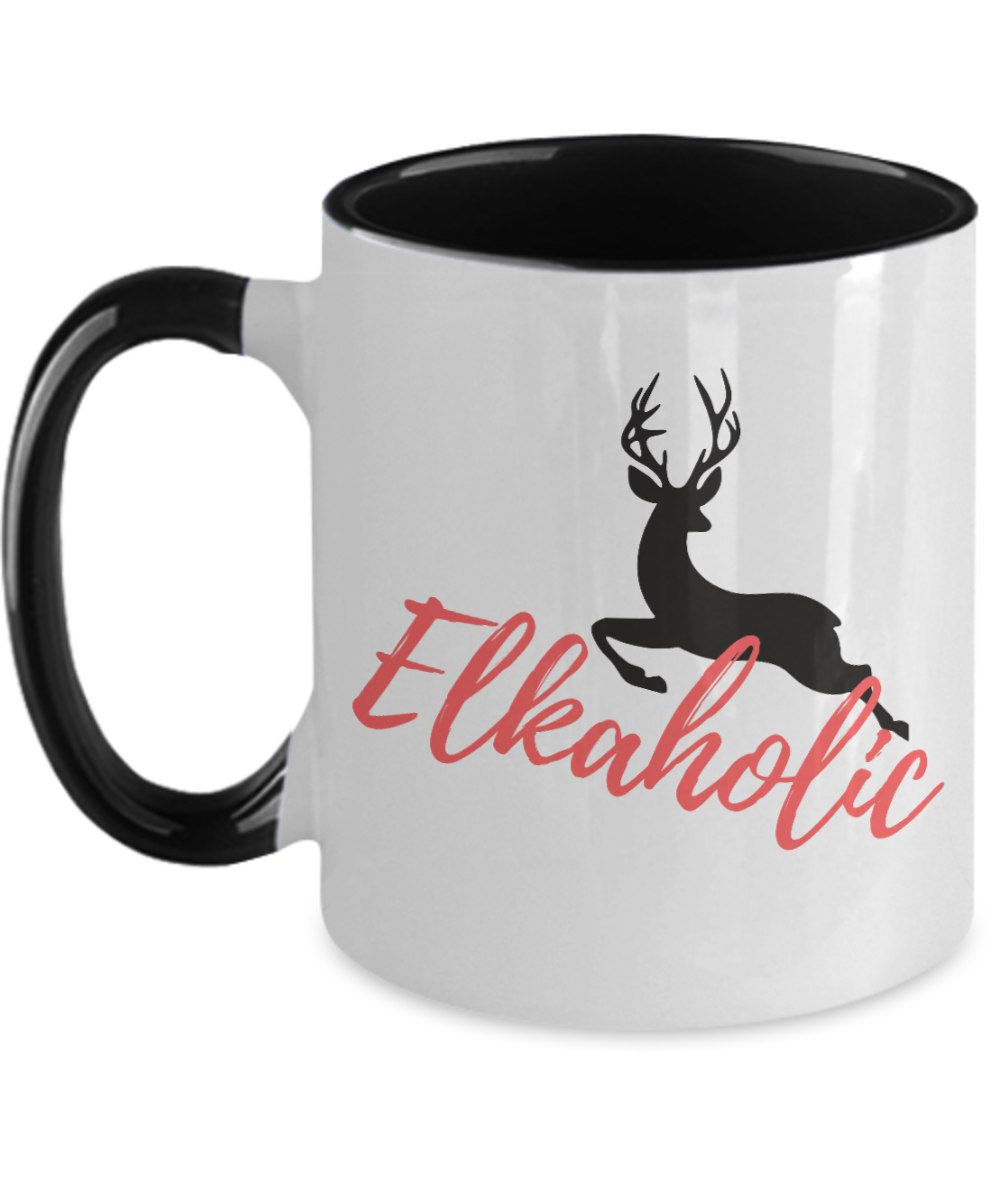 Hunting Gifts Elkaholic Birthday Christmas Gift Idea Two Tone Red Coffee Mug 11oz