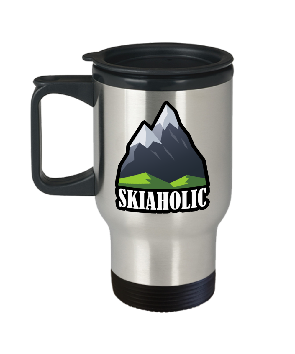 Skiing Gifts Skiaholic Birthday Christmas Gift Idea For Men Women Travel Mug