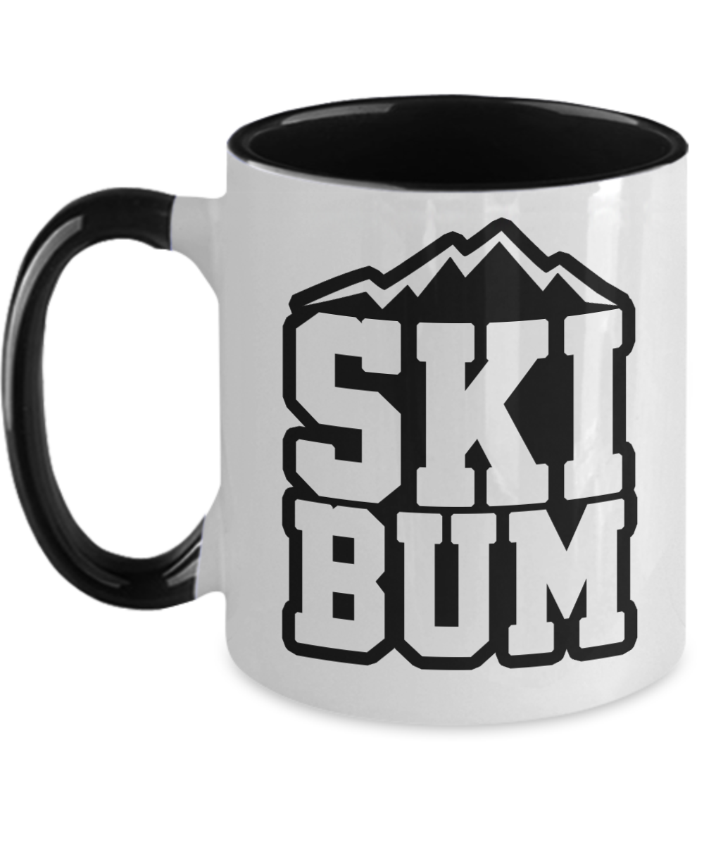 Skiing Gifts Ski Bum Birthday Christmas Gift Idea For Men Women Two Tone Coffee Mug 11oz