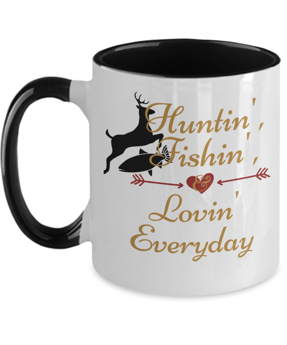 Hunting Gifts Huntin Fishin Lovin Everyday Birthday Christmas Gift Idea Two Tone Red Coffee Mug 11oz